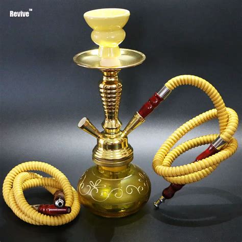 Buy Narguile Hookah Set Hose Options Golden Yellow Glass Shisha Complete