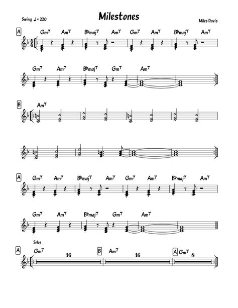 milestones lead sheet sheet music for piano solo