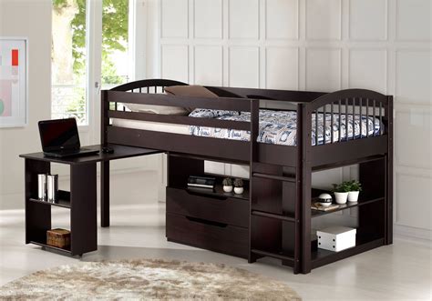 Addison Wood Junior Loft Bed With Storage Drawers Bookshelf And Desk