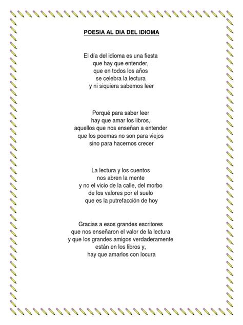 Poesia Al Dia Del Idiomadocx Lengua Española Don Quijote