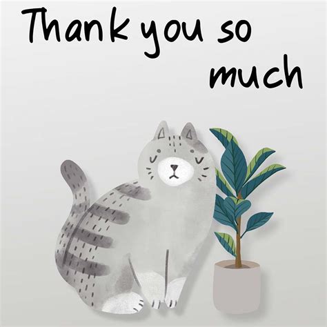 Cute Cat Thank You Ecard Send A Charity Card Birthday Anniversary Thank You Farewell