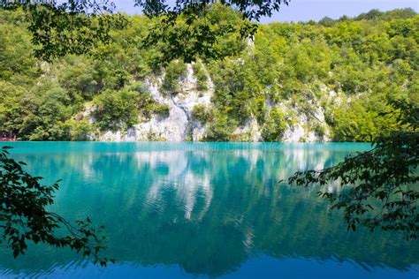Turquoise Waters Of Plitvice Lakes National Park In Croatia Stock Photo