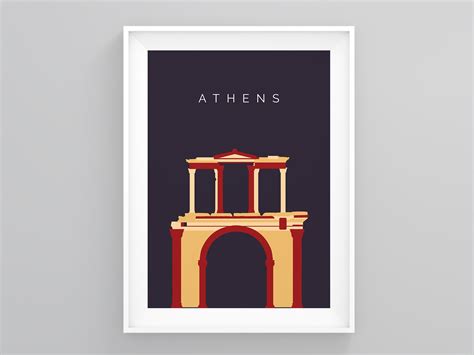 Athens Skyline Print Athens Arch Hadrian Travel T Athens Etsy Uk