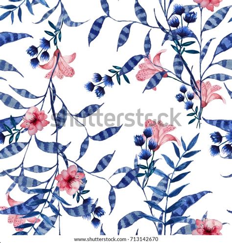 Watercolor Floral Pattern Delicate Flower Wallpaper Stock Illustration