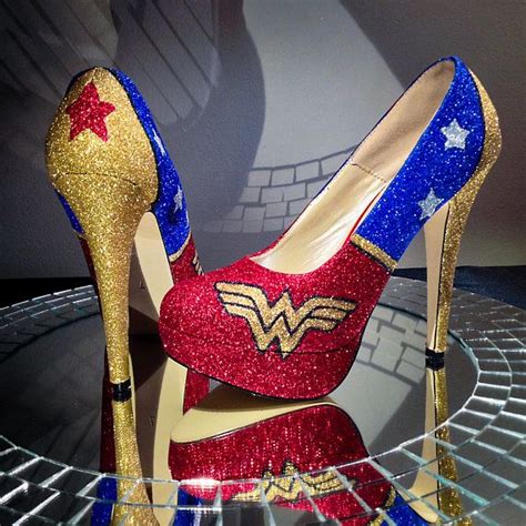 Wonder Woman Inspired High Heel Glitter Shoes For Women Wonder Woman