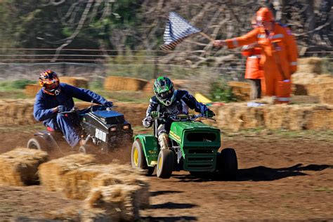 Lawn mower racing is a thing. Yes, those are adults racing in a lawn