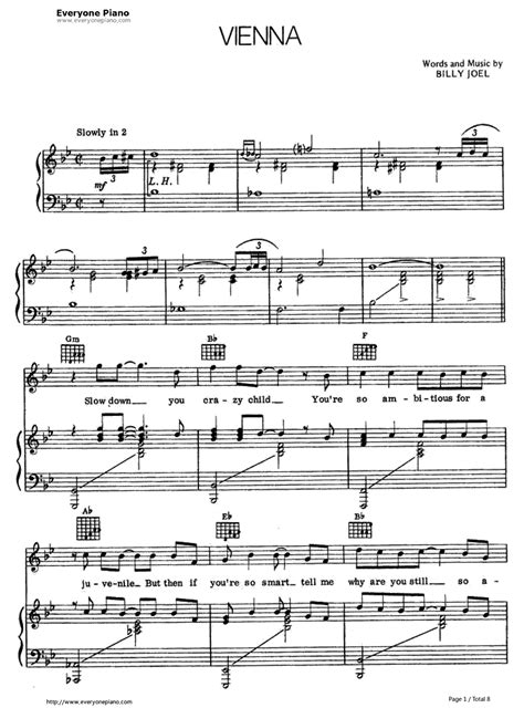 billy joel vienna sheet music leadsheet in bb major download print sku mn0153238