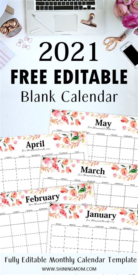 Printable monthly calendar of 2021, enables everyone to deal and manage their time, efficiently. FREE Fully Editable 2021 Calendar Template in Word in 2020 | Calendar template, Monthly calendar ...