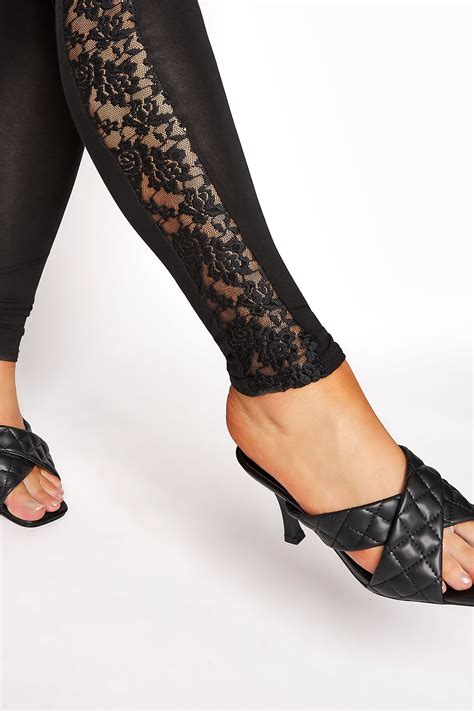 Yours London Black Panelled Floral Lace Leggings Yours Clothing