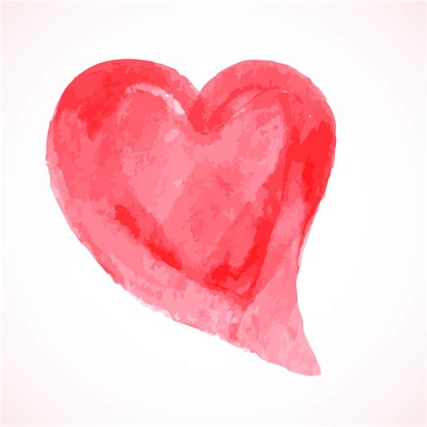 Hand Painted Red Heart Isolated On White Watercolor Or Acrylic