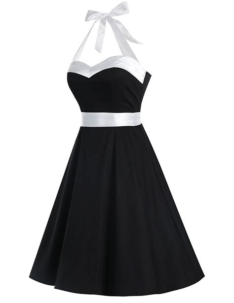 50s Fashion Vintage Style Halter Black Swing Retro Party Dress On Luulla