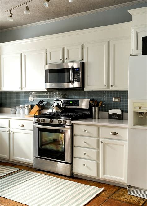 Kitchen counter decor ideas simple. white-kitchen-cabinets-white-counter-tops-blue-gray ...