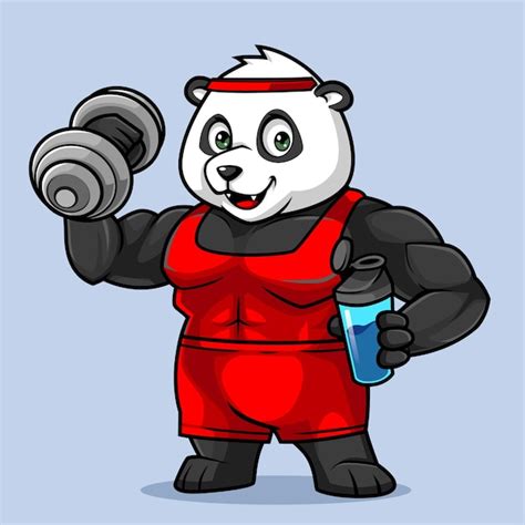 Premium Vector Vector Fitness Panda Bodybuilder Cute Cartoon