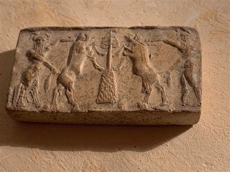 Gilgamesh And Bull Man Akkadian Cylinder Seal Impression Mesopotamian