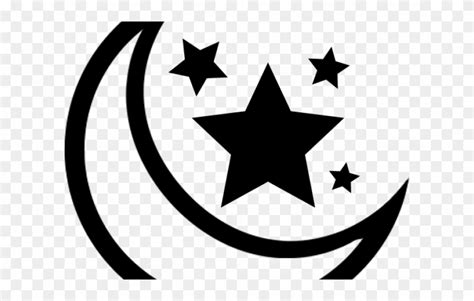 Crescent Clipart Moon Starts Star Stickers Black And White Png