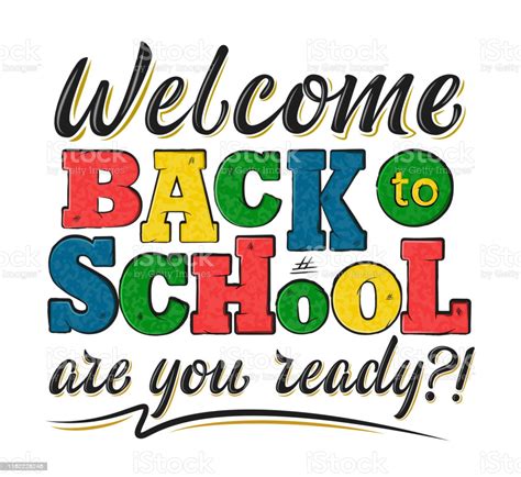 Welcome Back To School Decorated Lettering Sign Stock Illustration