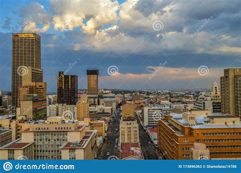 Johannesburg City Skyline And High Rise Towers And Buildings Stock