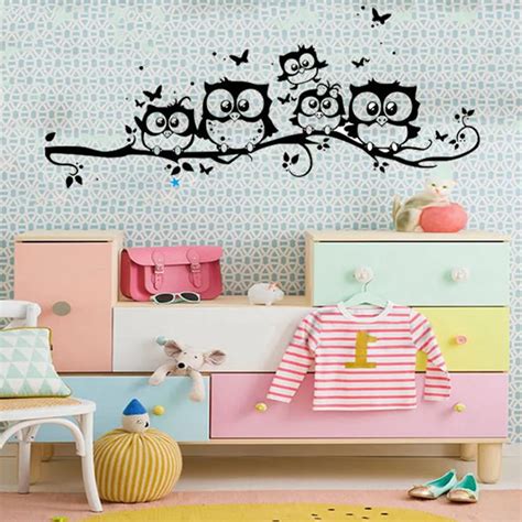 Cute Diy Wall Stickers Cartoon 5 Owl Removable Pvc Wall Stickers