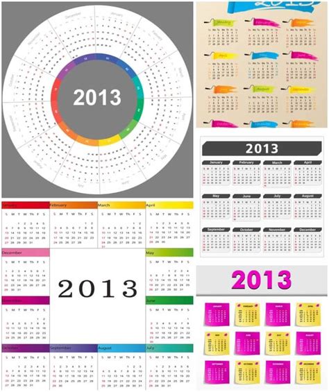Circular Calendars Templates For 2013 Vectors Free Download