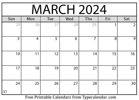 Free Printable March 2024 Calendar Page Print Free Karee Marjory