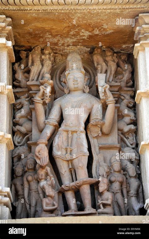 Lord Vishnu Sculpture Khajuraho Madhya Pradesh India Asia Stock Photo