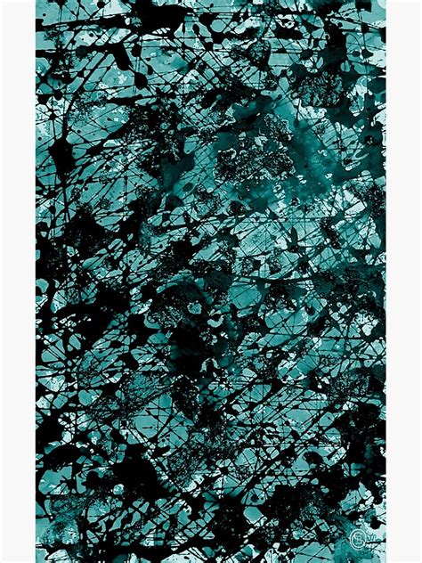 Paint Splatter Texture Teal And Black By Kathryn Boundy Poster For