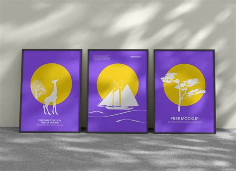 Free 3 Vertical Poster Frames Mockup Psd Good Mockups