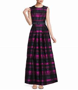  Unger Plaid Print Sleeveless Pleated A Line Gown Dillard 39 S