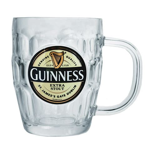 Guinness Irish Glass Tankard Hobnail Classic Dimpled Glass Beer Mug With Handle 20 Oz Walmart
