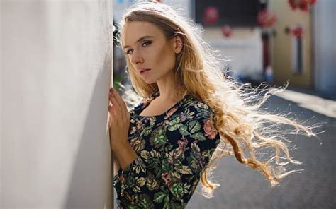 Wallpaper Sergey Zhirnov Blonde Long Hair Urban Women Outdoors Model X
