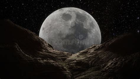 Moon Mountain Landscape Fantastic Cosmos Galaxies Stars Planets And