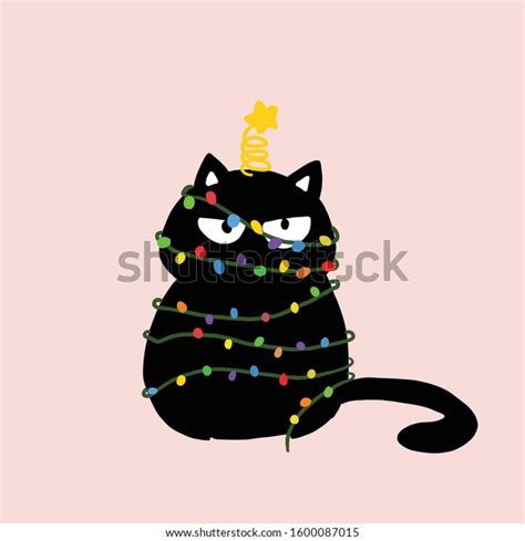 Angry Cat Christmas Tree Stock Vector Royalty Free 1600087015