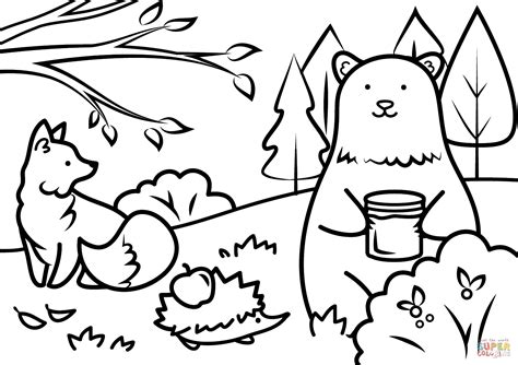 Autumn Animals Coloring Page Free Printable Coloring Pages