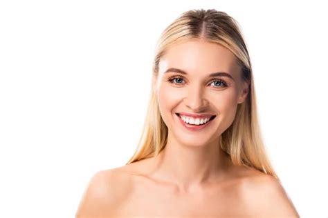 Naked Smiling Blonde Woman White Teeth Stock Photo By AndrewLozovyi