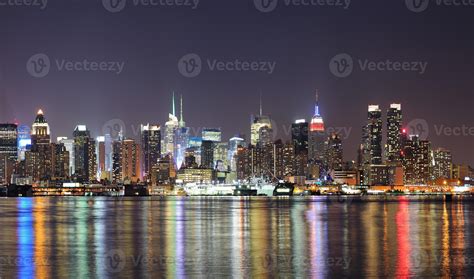 New York City Manhattan Midtown Skyline At Night 8333186 Stock Photo At