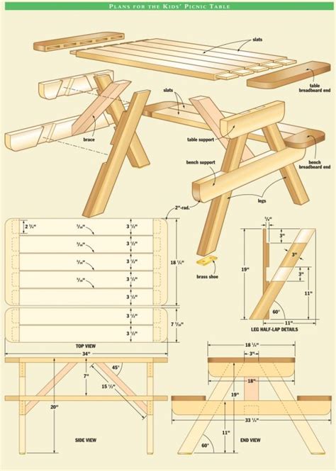 50 Free Diy Picnic Table Plans For Kids And Adults