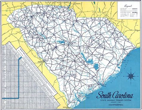 South Carolina Roads And Highways Sc Road Map 1947