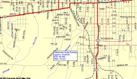Map To Whitewater Gorge Mountain Biking Trail In Richmond Indiana