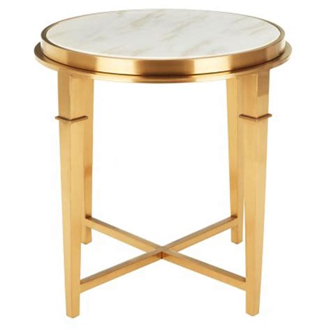 Alvaro Round Gold Finish Side Table Modern Furniture Side Tables