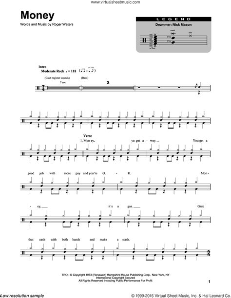 We've all listened to dark side of the moon wondering, what. Floyd - Money sheet music for drums