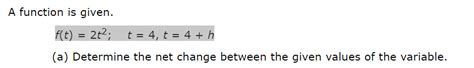 solved a function is given f t 2t2 t 4 t 4 h a