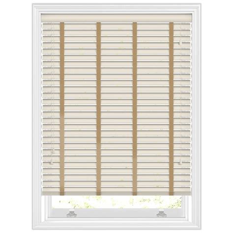50mm Cream Faux Wood Venetian Blinds With Hessian Tapes