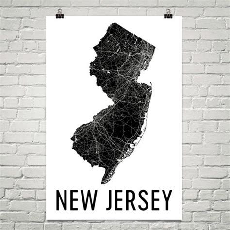 New Jersey Wall Art New Jersey T New Jersey Map New Etsy New Art