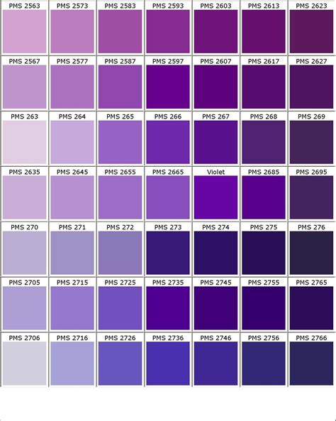 Purple Colour Charts Paars Palet Kleuren Kleurencombies