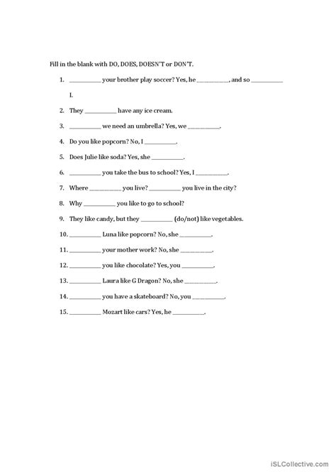 Do Does Practice English Esl Worksheets Pdf Doc