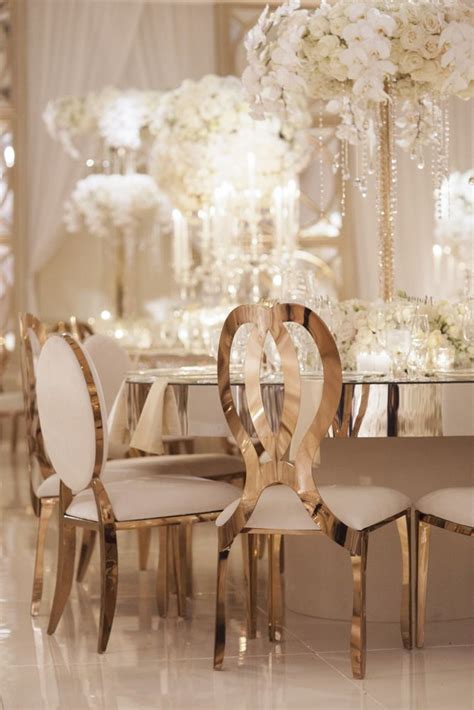 Glamorous Gold Wedding Chairs And Mirror Tables At Four Seasons Beverly