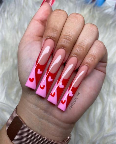 The 35 Cute Valentines Day Nails Pink And Red Acrylic Long Nails