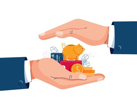 Savings Protection Vector Illustration Insurance Agent Is Holding