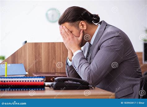 Young Male Employee Unhappy With Excessive Work Stock Image Image Of