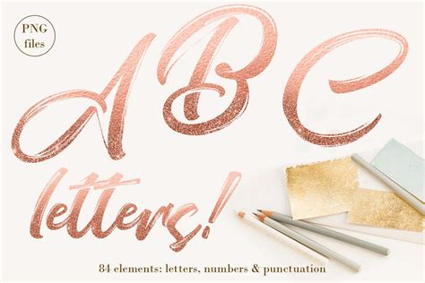 Rose Gold Letters Ombre Glitter Photoshop Graphics ~ Creative Market